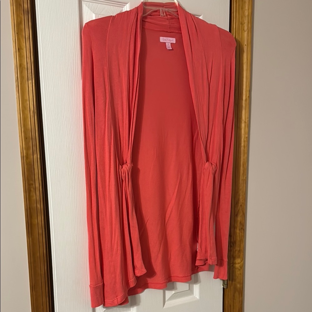 Lilly Pulitzer Coral Open Front Cardigan Sweater